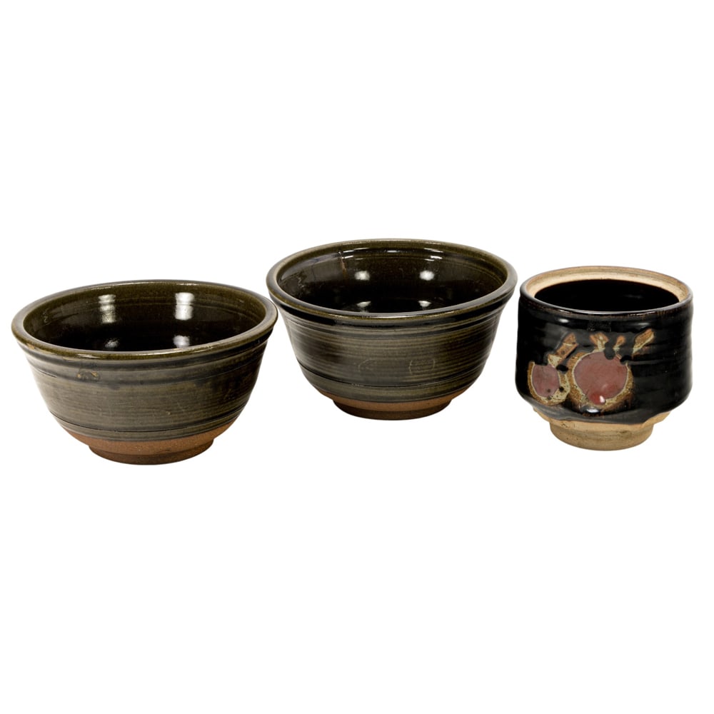 Ceramic Bowls, Richard Brennan: (lot of 3) Richard Brennan (American, 20th century), Bowls, glazed ceramic bowls, circular mark to each, overall (for largest): 4.75"h x 8.75"w x 8.75"d. Provenance: Property from the Private