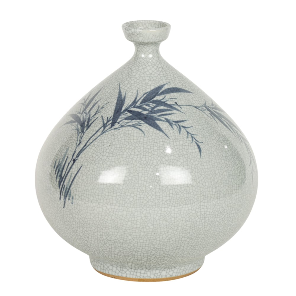 A Korean crackle glaze 'bamboo' vase: A Korean crackle glaze 'bamboo' vase. 8.5" high.