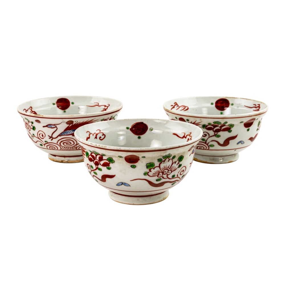 (lot of 3) Kutani bird and floral design bowls (1 of 1)