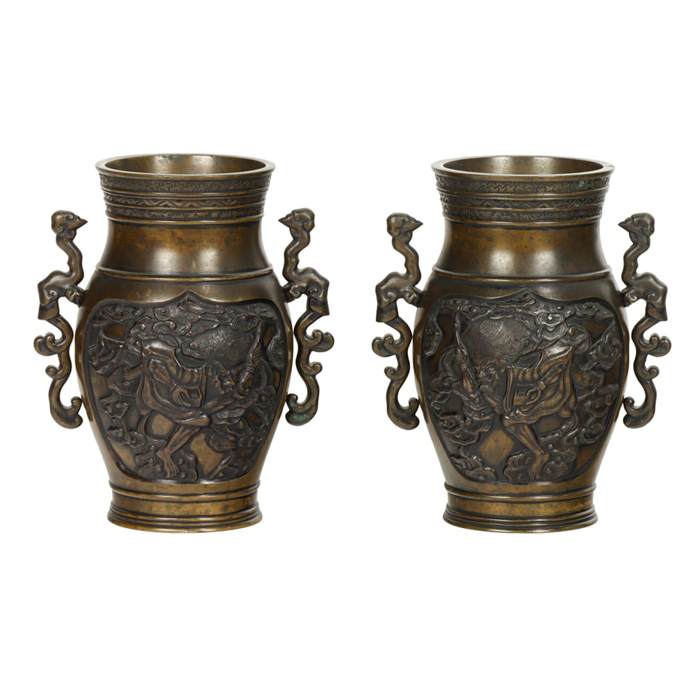 A Pair of Japanese bronze vases (1 of 1)