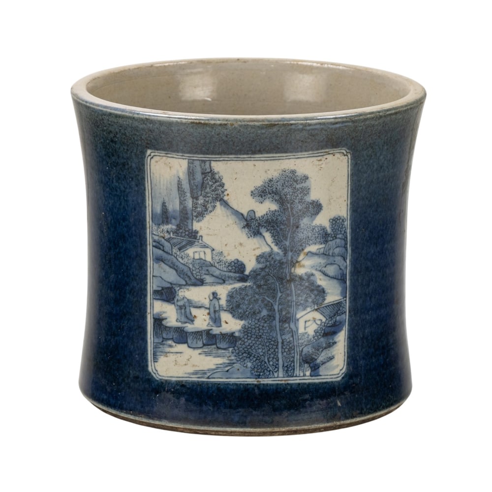 A Chinese blue and white brush pot (1 of 3)