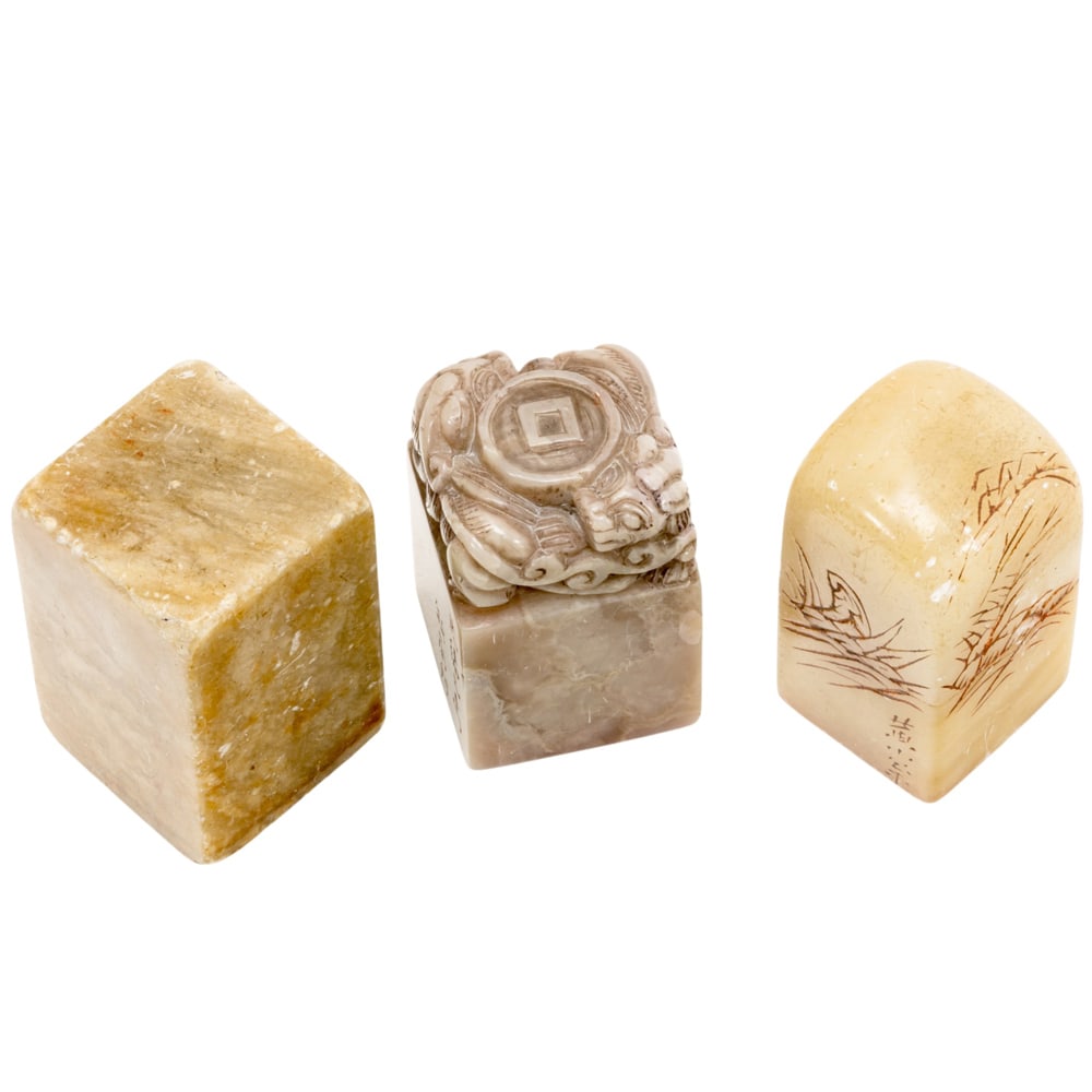 (lot of 3) Chinese soapstone seals (1 of 3)