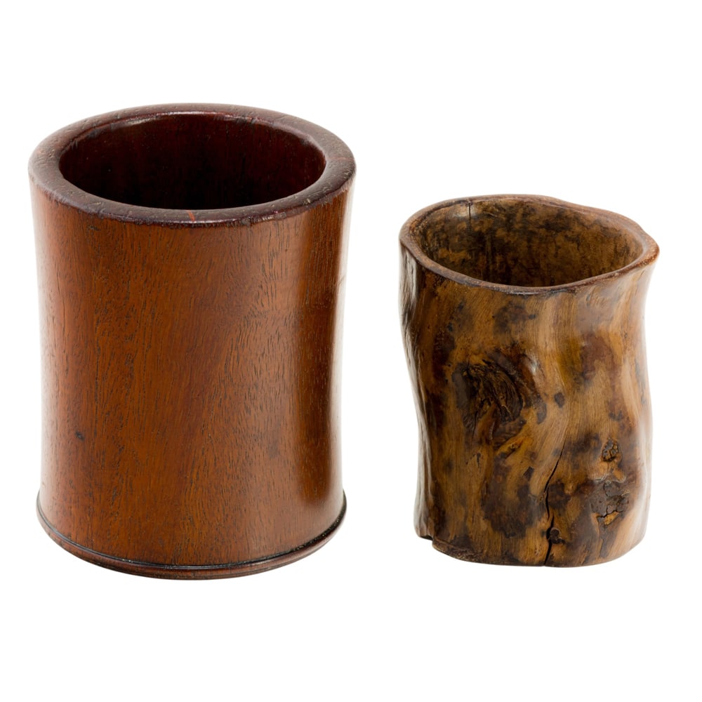 (lot of 2) Chinese wood brush pots (1 of 3)