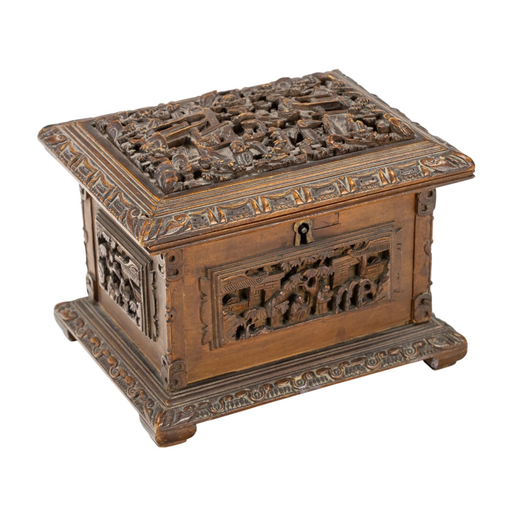 A Chinese export carved sandalwood box (1 of 1)