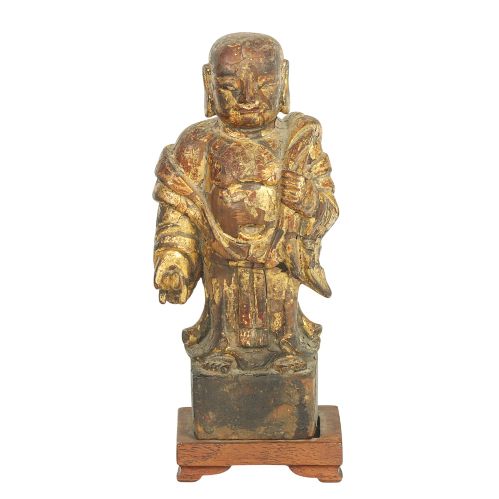 A Chinese gilt lacquered wood carving figure (1 of 1)