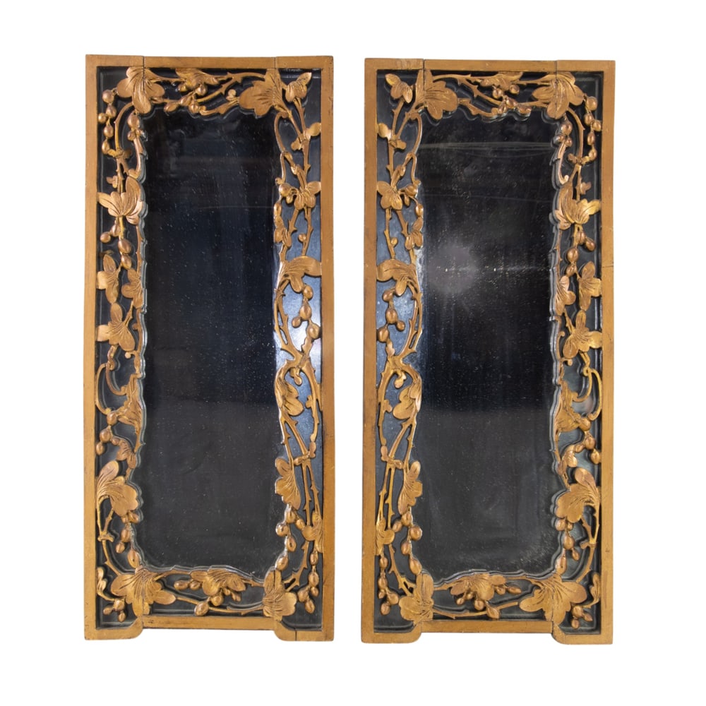 A pair of Chinese gilt wood mirrors (1 of 1)