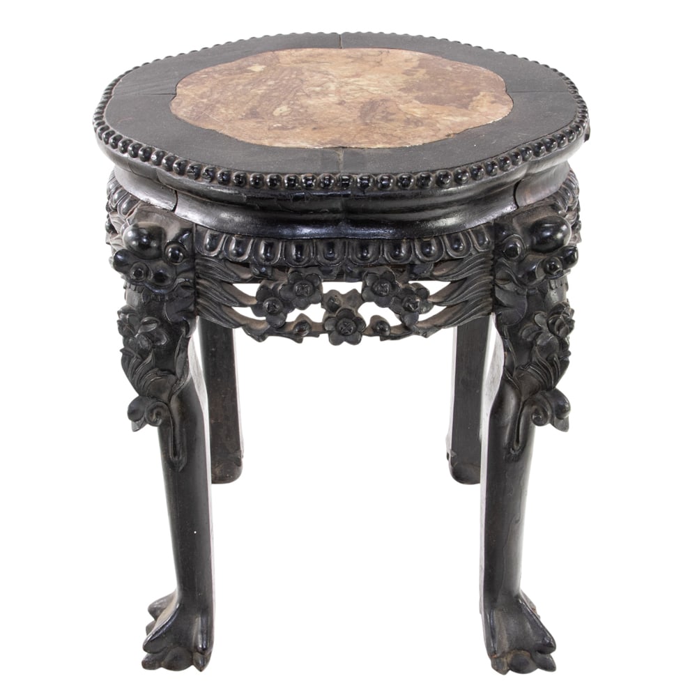 A Chinese hardwood and marble stand (1 of 1)