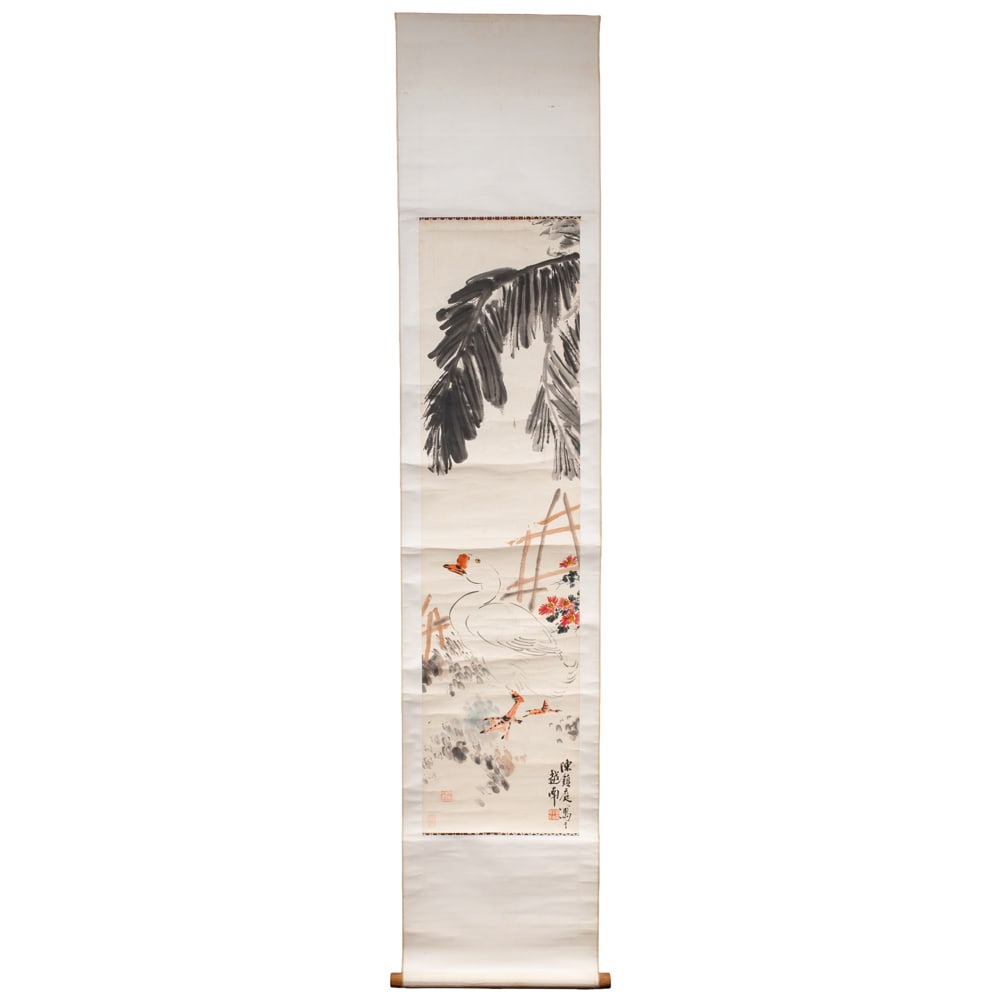 Chen Zhenting (1898-1957) - Goose: Chen Zhenting (1898-1957) - Goose. Hanging scroll, ink and color on paper, signed, sealed, 49.5"h x 13"w.