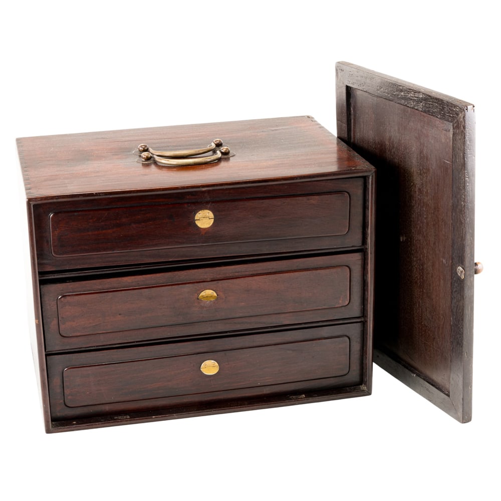 A Chinese rosewood medicinal chest (1 of 4)