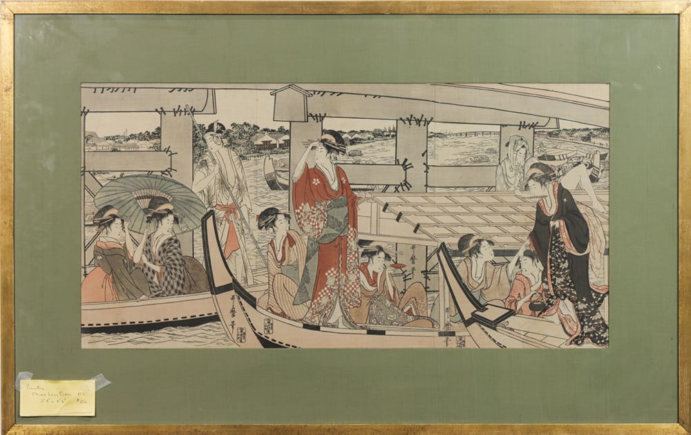 A Japanese triptych woodblock print (1 of 1)