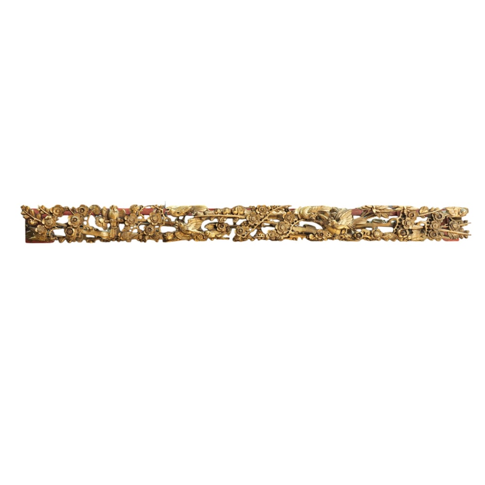 A Chinese gilt lacquered 'bird and flower' wall hanging (1 of 1)