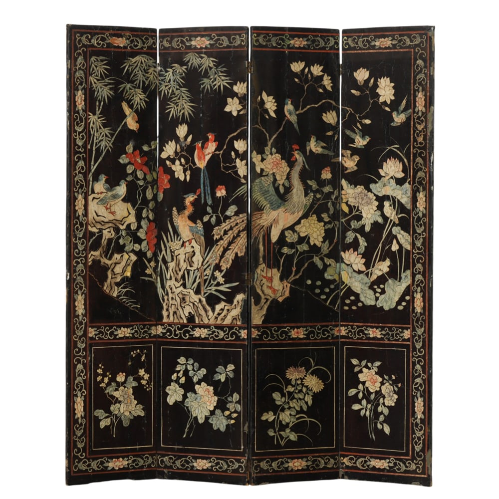 A Chinese coromandel style lacquer screen (1 of 2)