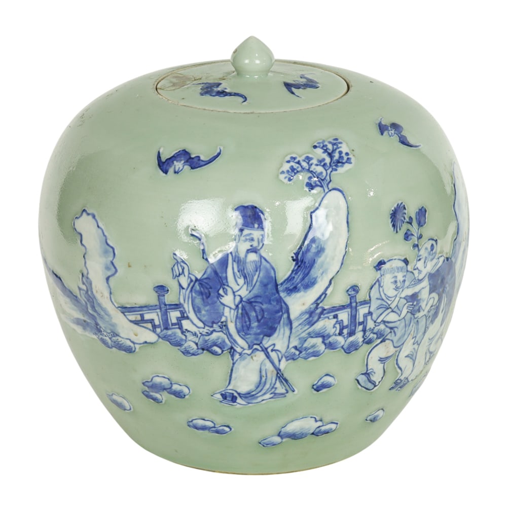 A Chinese blue and white celadon ground jar (1 of 1)