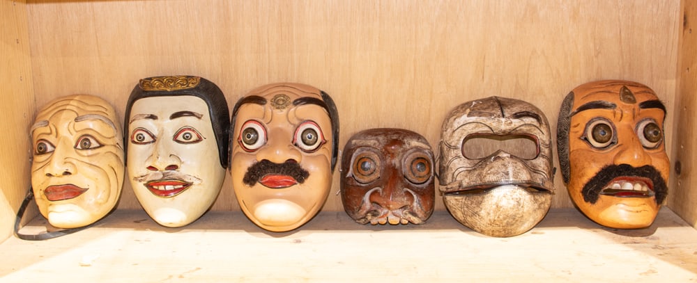 (lot of 6) Balinese Topeng masks: (lot of 6) Balinese Topeng masks. 20th century, from 5" to 7" long.