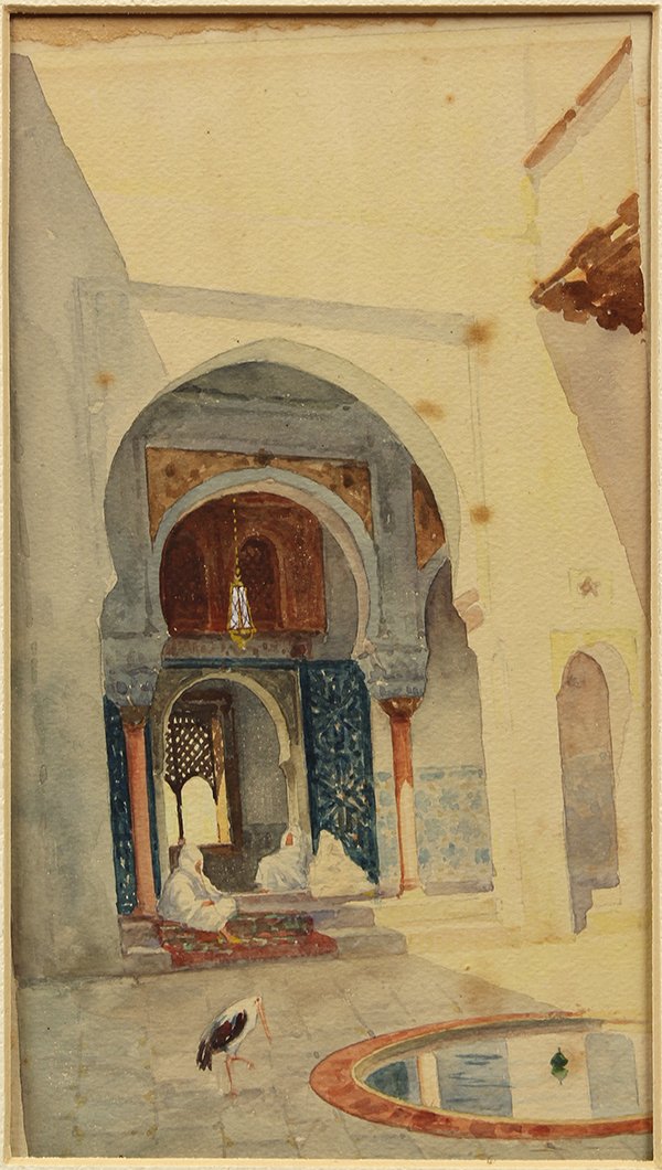 Watercolors, Emile Marin and A. Filatoff: (lot of 2) Emile Marin (French, 1876-1940), Orientalist Street Scene, watercolor, signed lower left, and A. Filatoff (Continental School, 20th century), "Alger 1913," watercolor, signed, titled and da