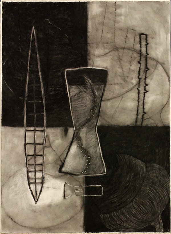 Mixed Media Abstraction, Mary Porter: Mary Porter (American, Contemporary), Untitled from ''A Walk with My Father'' series, mixed media on paper affixed to canvas, overall: 42''h x 29.75''w. Exhibited: Fred Spratt Gallery (San Jose, CA)