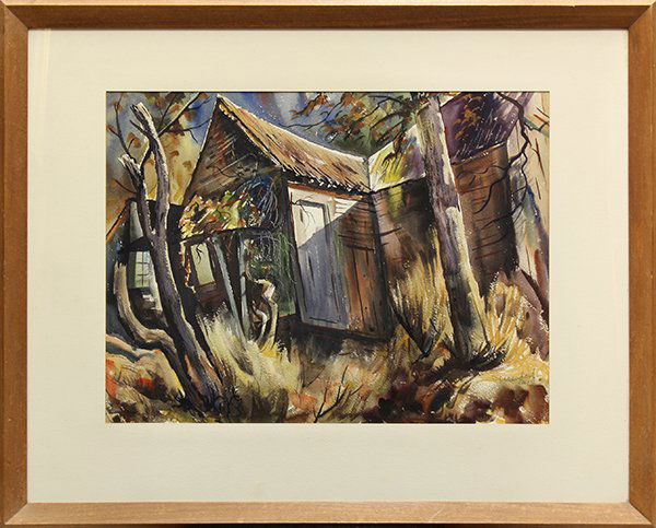 Watercolor, Charles Surendorf, The Old Farm House: Charles Surendorf (Californian, 1906-1979), The Old Farm House, 1961, watercolor, signed land dated lower right, overall: 28.25"h x 35"w