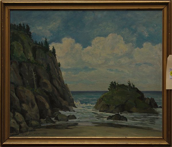 Painting, Clyde Leon Keller, Death Gap (Beards Hollow): Clyde Leon Keller (American, 1872-1962), "Death Gap (Beards Hollow)," 1941, oil on board, signed and dated lower left, signed, titled and dated verso, artist bio label affixed verso, panel: 19.25"h x 