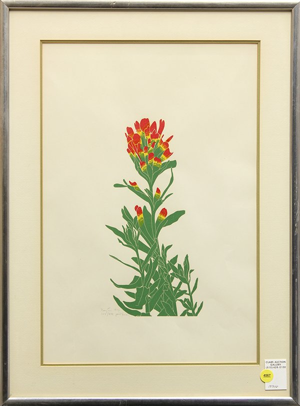 Print, Henry Evans, Paint Brush: Henry Evans (Californian, b.1918), "Paint Brush," 1973, color lithograph, pencil signed, titled, and dated lower left, from an edition of 250, overall: 24"h x 17.5"w