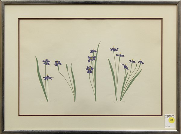 Print, Henry Evans, Grass Iris: Henry Evans (Californian, b.1918), "Grass Iris," 1973, color lithograph, pencil signed and dated lower right, titled lower left, from an edition of 150, overall: 17.5"h x 23.5"w