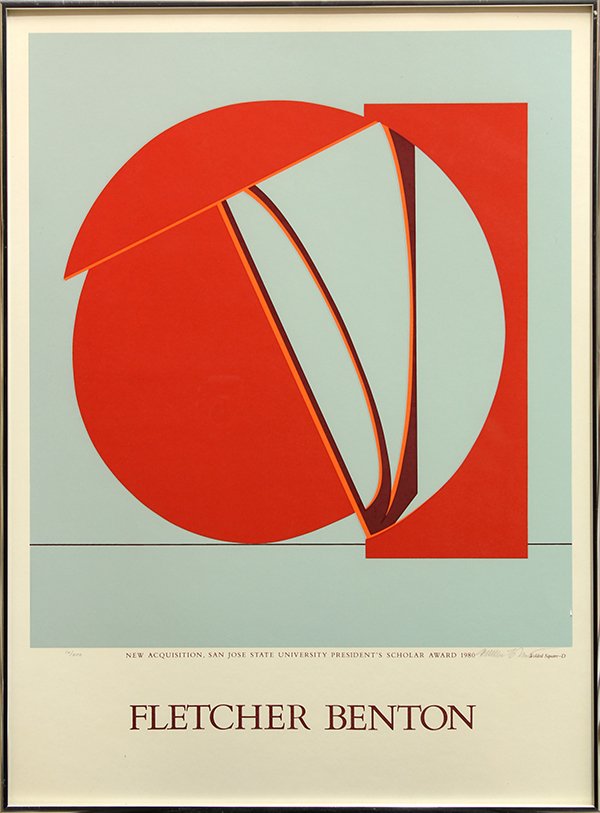 Exhibition Poster, Fletcher Benton, Folded Square-D: Fletcher Benton (American, b. 1931), San Jose State University President's Scholar Award exhbition poster, "Folded Square-D," 1980, pencil signed lower right, from an edition of 300, overall (with fra