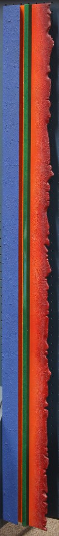 Wall Sculpture, Stuart Lehrman: Stuart Lehrman (American, Contemporary,) "Untitled for the Time Being", 1981, mixed media on wood, signed and dated verso, overall: 61"h x 7"w x 1.5"d