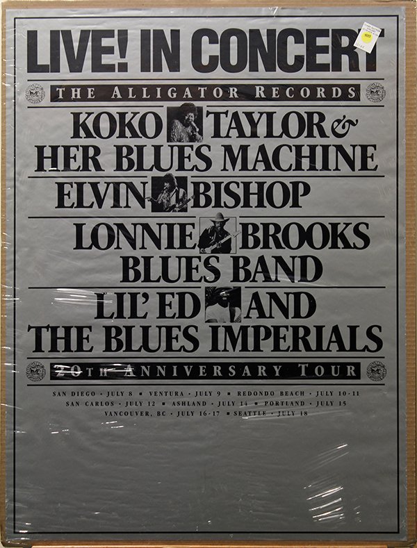 Concert and album posters: (lot of 5) Concert and album posters including; "The Alligator Records - 20th Anniversary Tour", "Tori Amos - Little Earthquakes", "Love - Two Disc Carrer Retrospective, "Grateful Dead - Aoxomoxoa", a