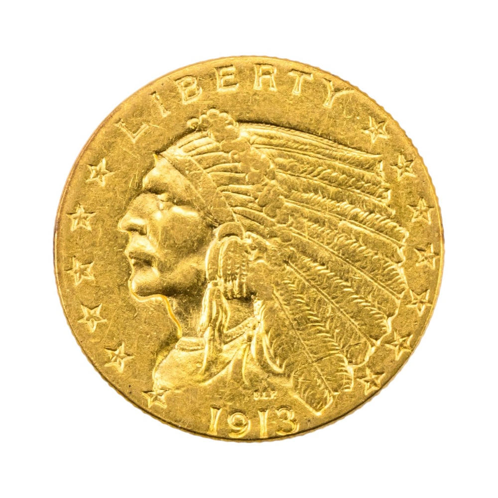 A 1913 US $2 1/2 Indian Head gold coin (1 of 2)