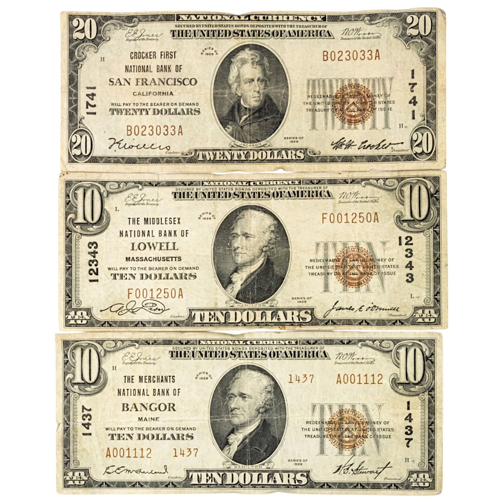 Three National 1929 banknotes (1 of 2)
