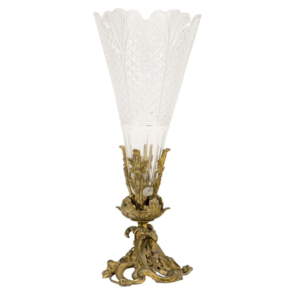 A Rococo style gilt bronze mounted cut glass vase (1 of 4)