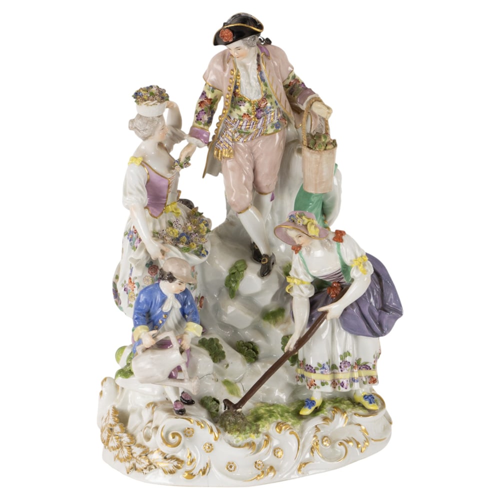 A German porcelain figural group of gardeners in the Meissen style (1 of 5)