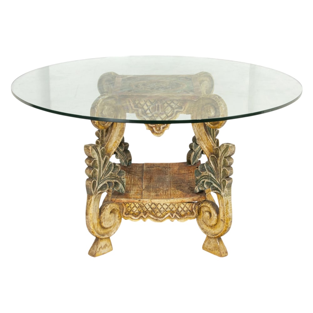 A Southwest carved and polychrome decorated dining table (1 of 4)