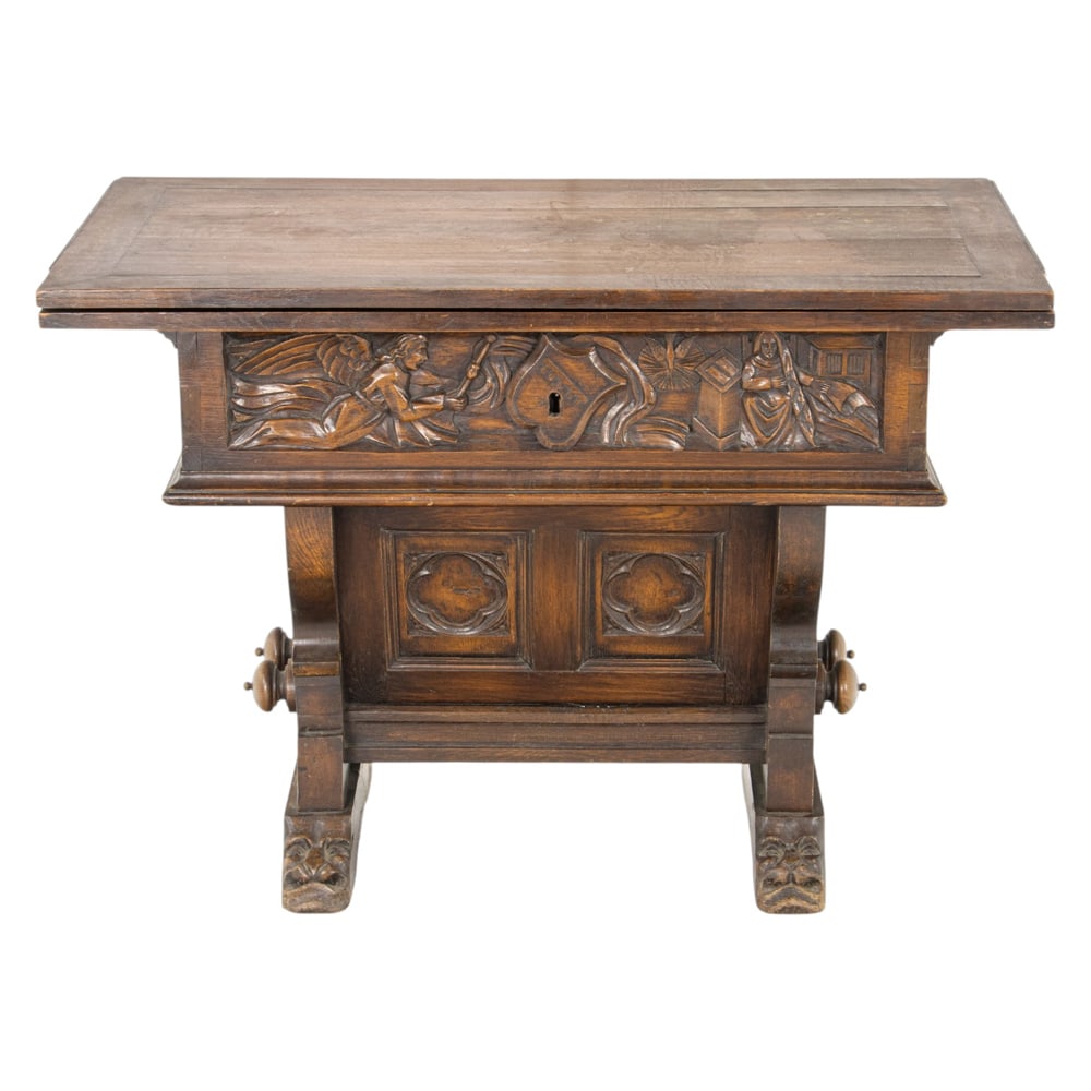 A French Gothic flip top carved table (1 of 5)