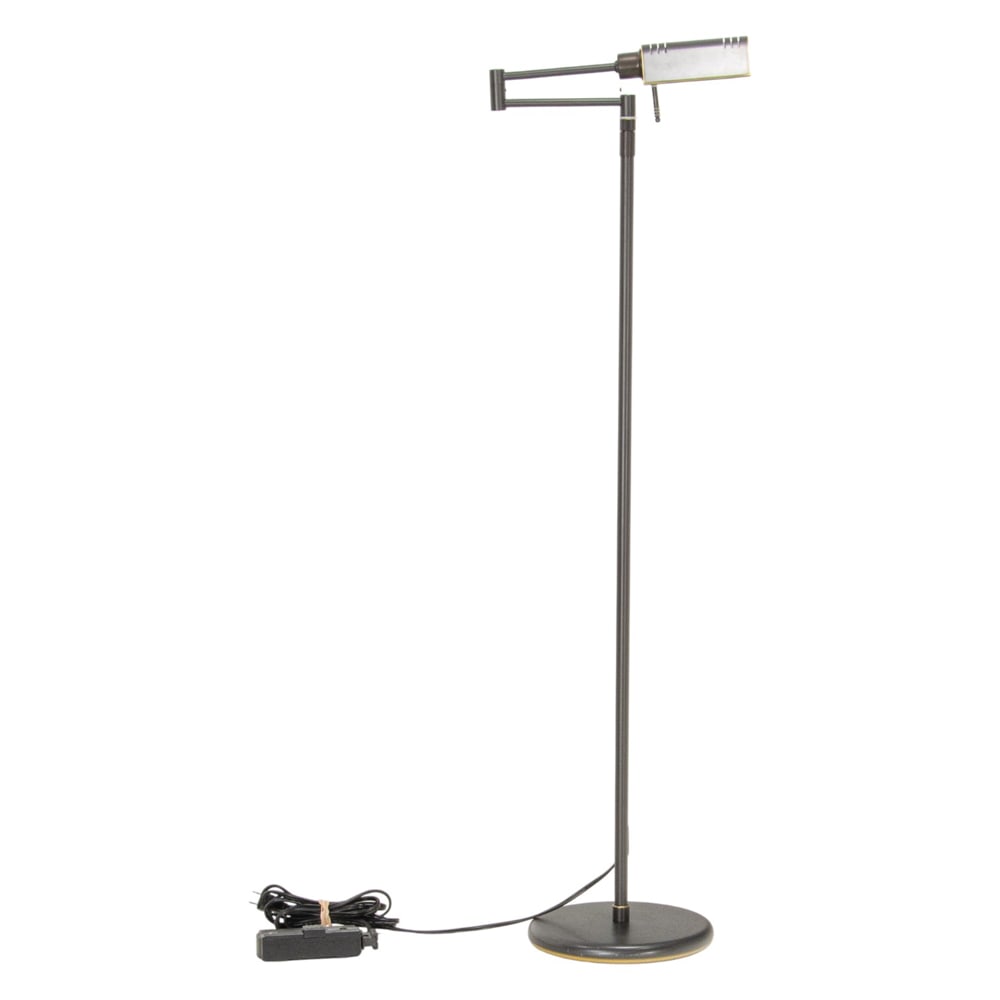 A Holtkoetter Leuchten adjustable floor lamp: A Holtkoetter Leuchten adjustable floor lamp, in black finish, marked to interior of shade, adjustable between 40"h and 57.5"h
