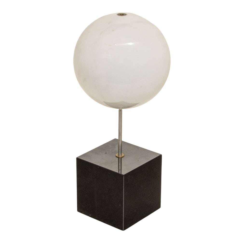 A Modernist mixed marble orb on stand: A Modernist mixed marble orb on stand, 13"h x 8"d