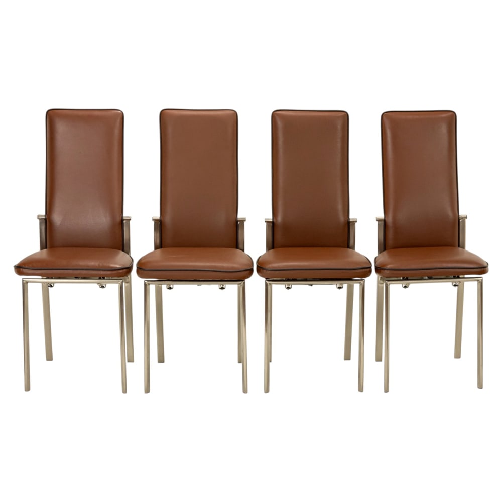 A set of four Italstudio side chairs: A set of four Italstudio side chairs, each featuring soft reclining back on brushed metal supports, 40"h x 17"w x 23"d (overall) ; 20"h x 17"d (seat)