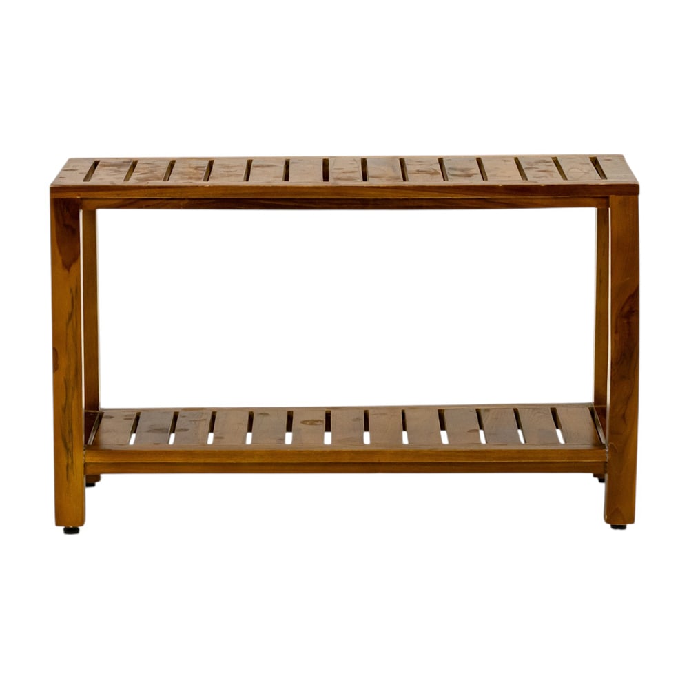A slatted bench: A slatted bench, 18"h x 30"w x 12.5"d