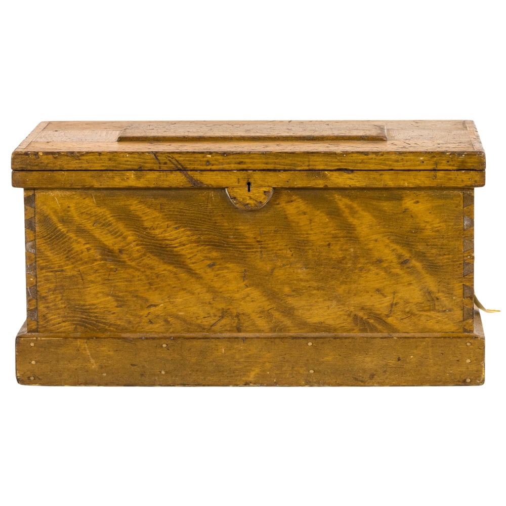 A sea captain's chest: A sea captain's chest, fitted with moveable trays, 16"h x 31.5"w x 19.5"d