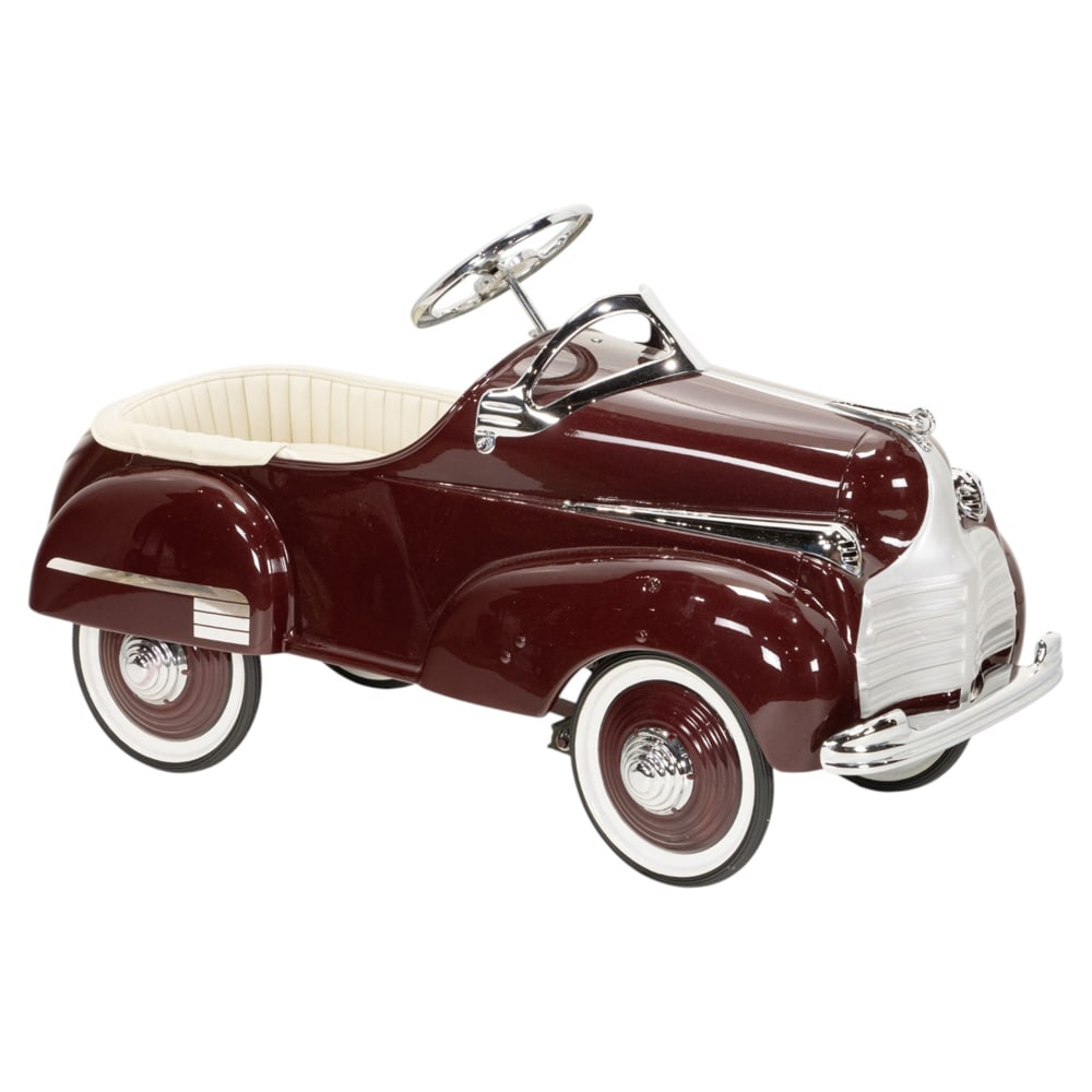 A Steelcraft style Chrysler enameled pressed steel pedal car: A Steelcraft style Chrysler enameled pressed steel pedal car, 21"h x 35"l