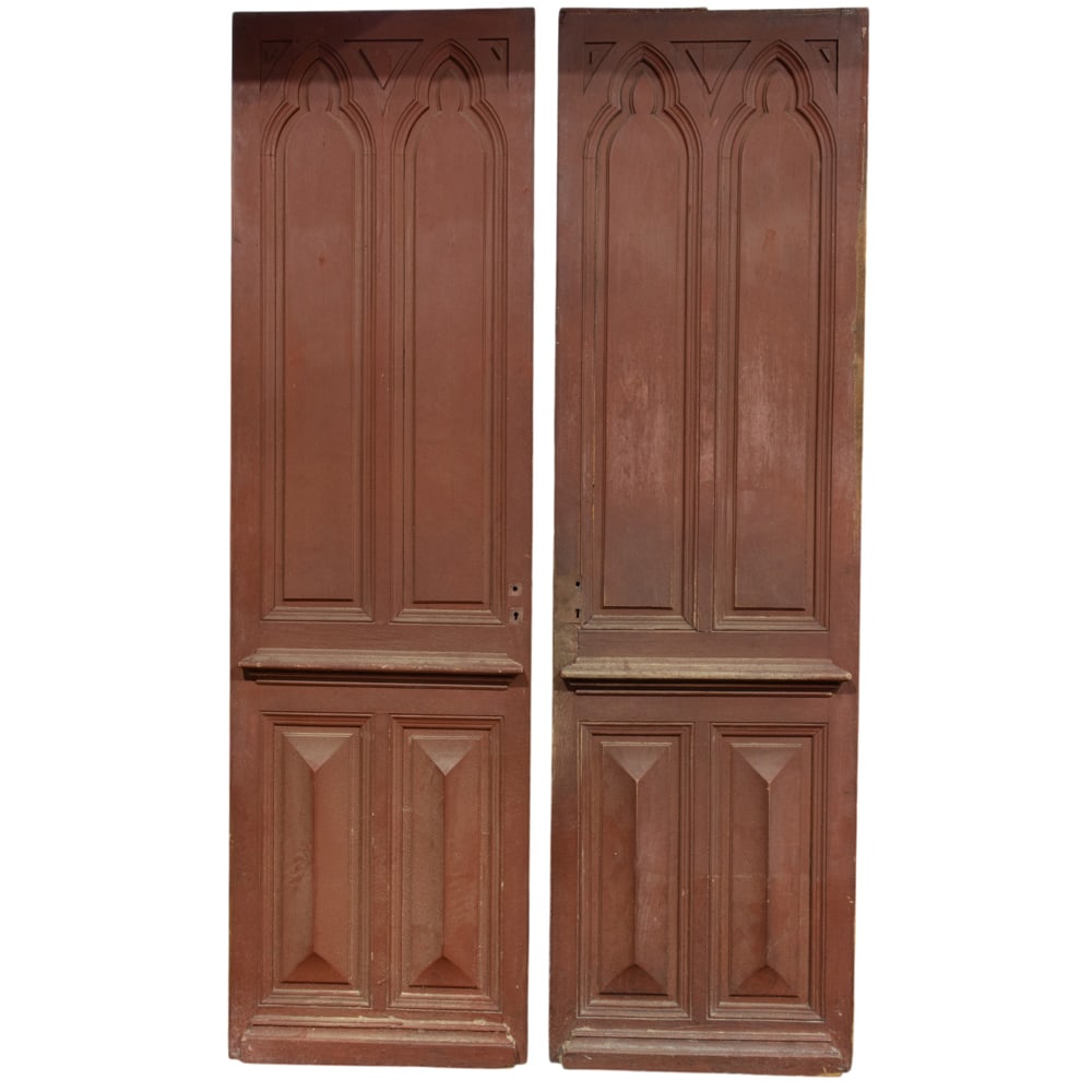 A pair of monumental Louis XV entry doors 18th century: A pair of monumental Louis XV entry doors 18th century, 113.5"h x 33"w x 2"d