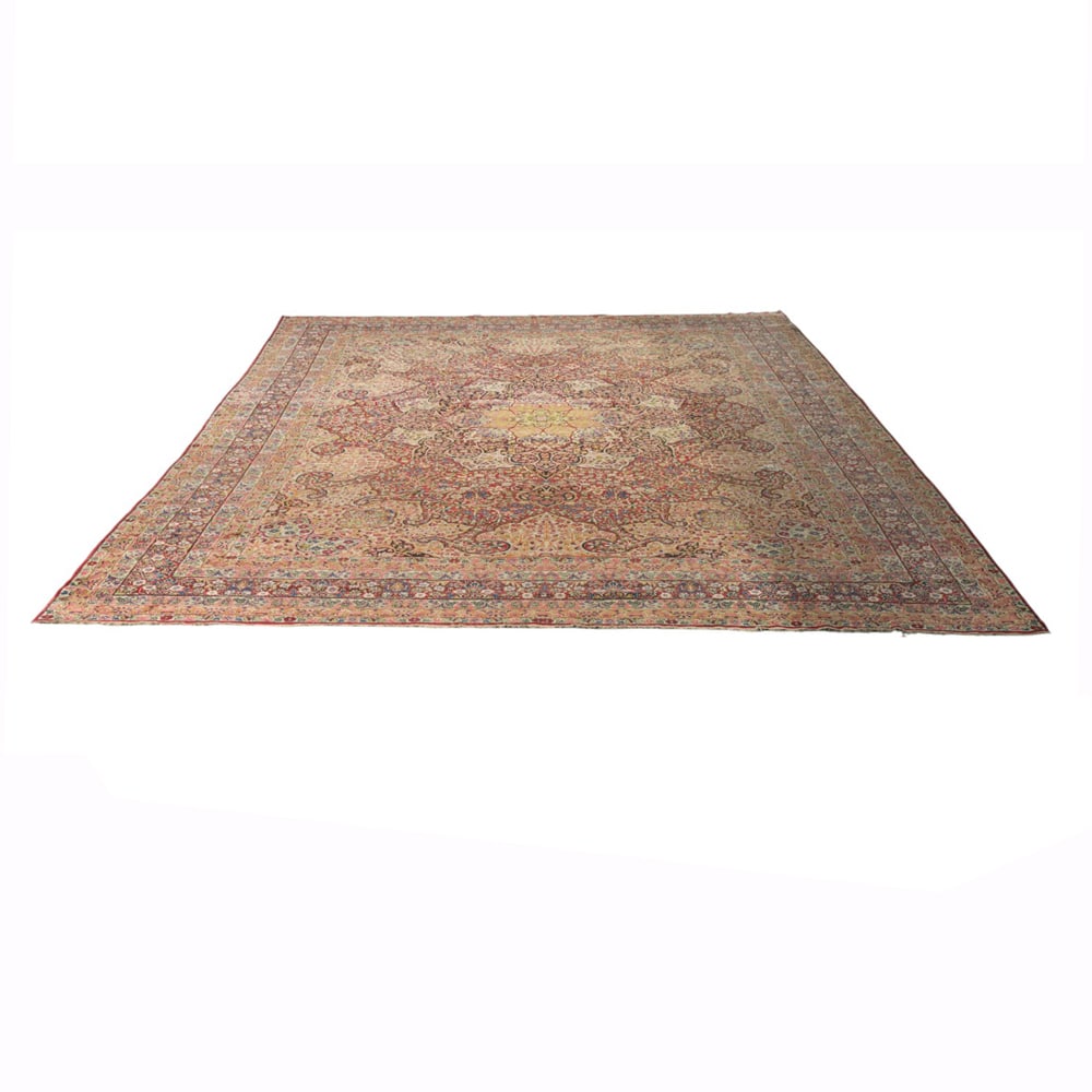 An antique Persian Lavar Kirman carpet: An antique Persian Lavar Kirman carpet, 21'9" x 14'7"