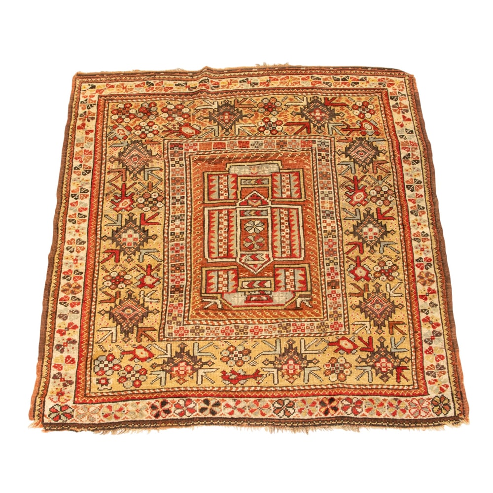 An antique kurdish carpet: An antique kurdish carpet, 4'6" x 4'10"