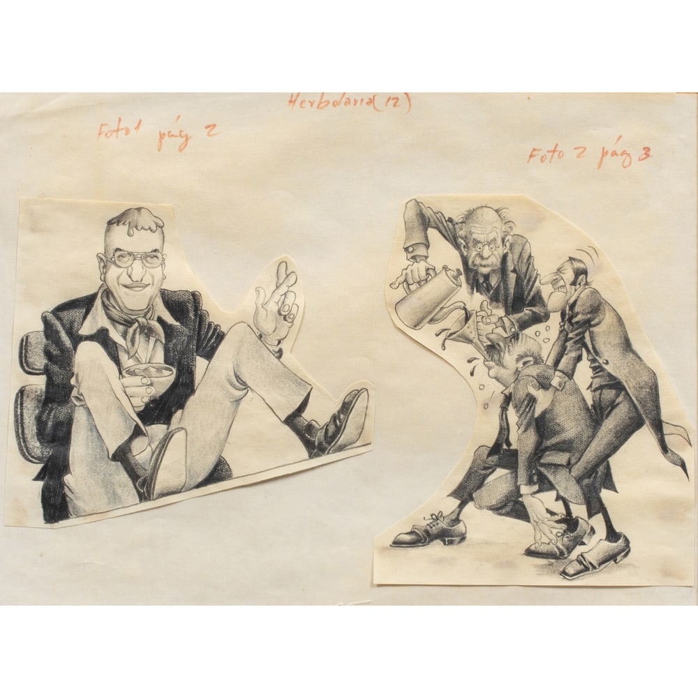 Work on paper, Rafael Cauduro: Rafael Cauduro (Mexican, b. 1950), Untitled, mixed media on paper, inscribed with artist's notes upper edge of backing sheet, sight: 8"w x 10.5"w, overall (with frame): 13"h x 15.5"w