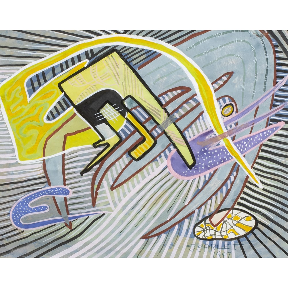 Painting, Rolph Scarlett: Rolph Scarlett (Canadian, 1889-1984), Untitled, 1947, gouache on paper, signed and dated lower right, sight: 8"h x 10.25"w, overall (with frame): 18"h x 22"w