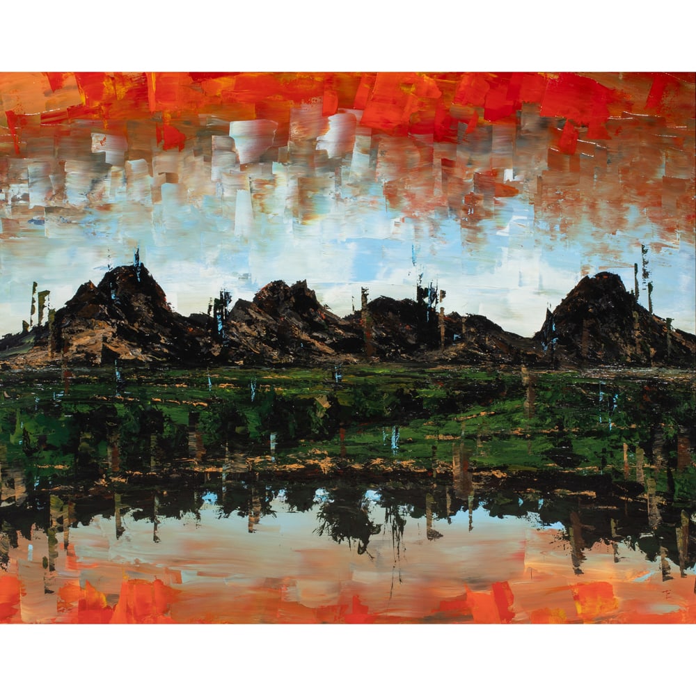 Painting, American School (21st century): American School (21st century), "Proud Vista," 2007, oil on board, monogrammed lower right and signed indistinctly, titled and dated verso, board: 48"h x 60"w, overall (with frame): 52.5"h x 64"w