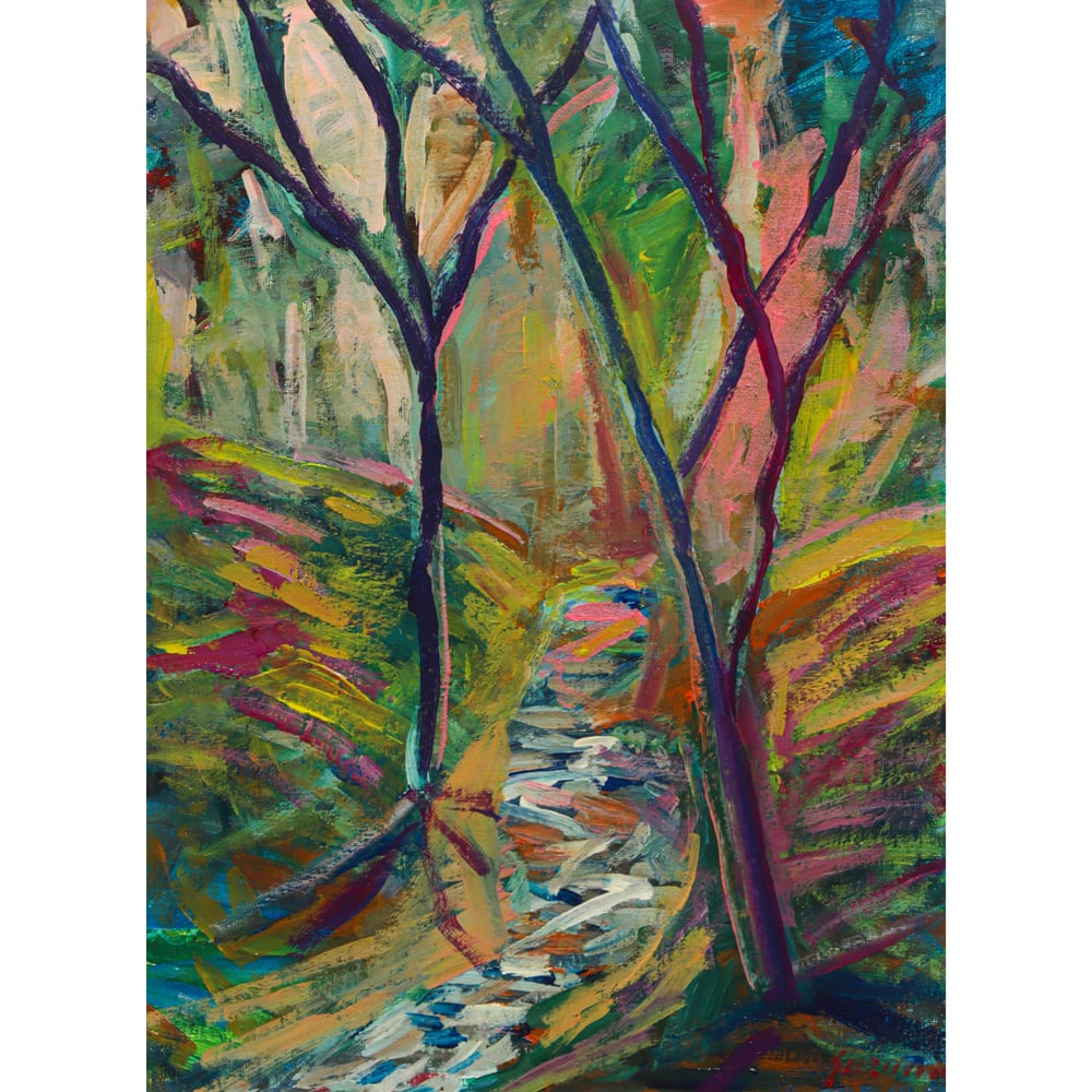 Painting, Juan Guzman-Maldonado: Juan Guzman-Maldonado (Chilean/American, 1948-2022), "Monterey," oil on canvas board, signed lower right and signed and titled verso, canvas board: 16"h x 12"w, overall (with frame): 17"h x 13"w