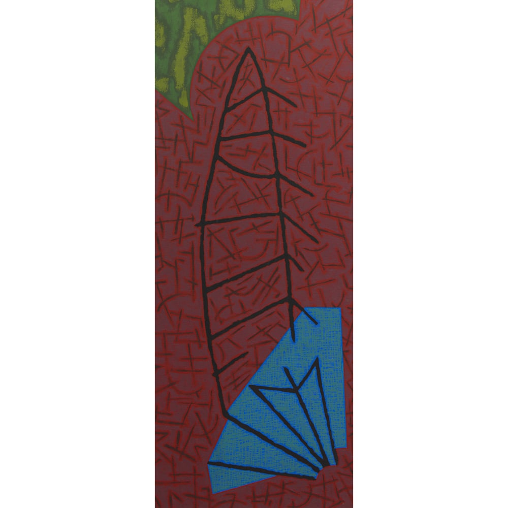 Painting, Roy Dowell: Roy Dowell (American, b. 1951), "Under the Skin (#314)," 1984, acrylic on canvas, signed, dated, and titled verso, canvas: 50"h x 20"w, overall (with frame): 51.25"h x 21.25"w