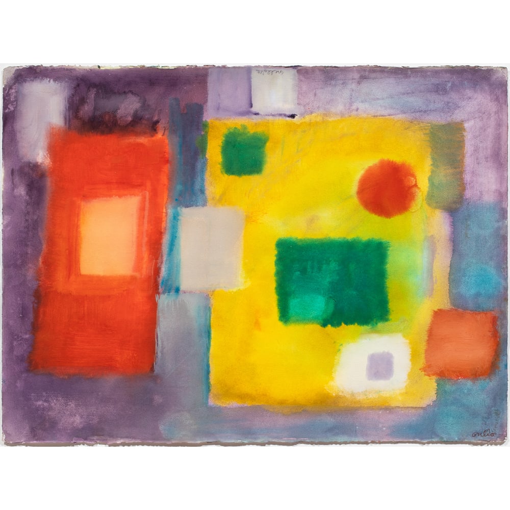 Watercolor, John Grillo: John Grillo (American, 1917-2014), Untitled (Abstract), watercolor on Arches paper, signed twice, sheet: 22"h x 30"w, overall (with frame): 28.75"h x 36.5"w