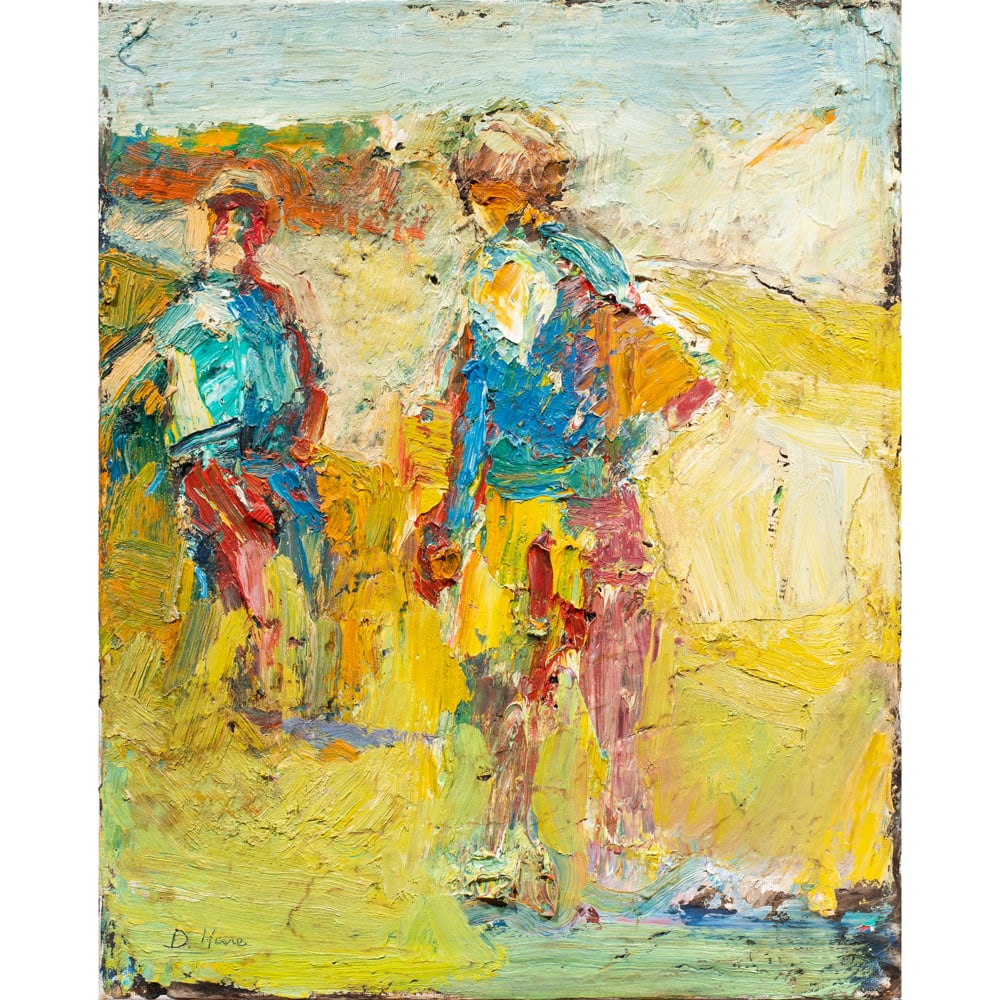Painting, Dennis Hare: Dennis Hare (American, 1946-2024), "Yellow Day," 2014, oil on canvas, signed lower left, signed, titled, and dated verso, canvas (unframed): 20"h x 16"w
