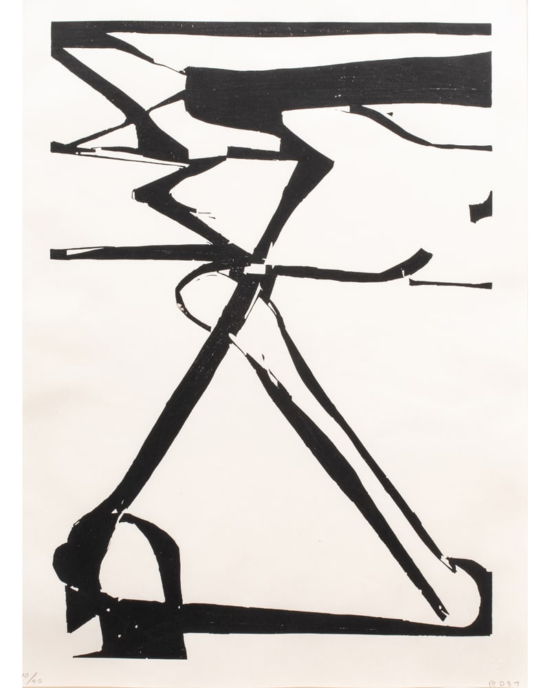 Print, Richard Diebenkorn: Richard Diebenkorn (American, 1922-1993), "Double X," 1988, woodblock, initialed in pencil and dated lower right, edition 10/50, published by Crown Point Press (print documentation affixed verso)